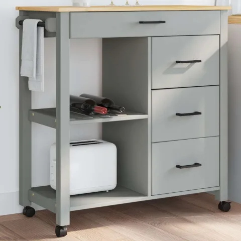 vidaXL Cărucior de bucătărie „MONZA”, 84x40x88,5 cm, lemn masiv de pin