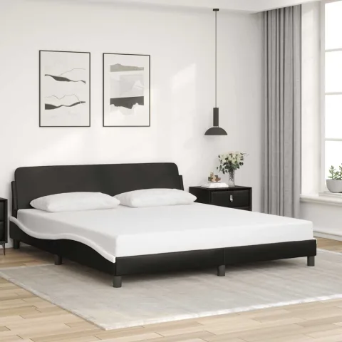 vidaXL Cadru de pat Dover negru și alb 183x213cm piele artificială