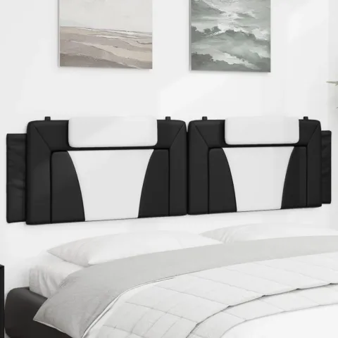 vidaXL Pernă pentru tăblie pat, Viana, negru și alb, 193cm, piele artificială