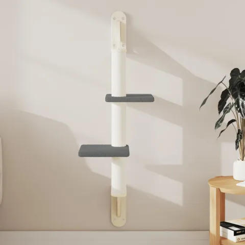 vidaXL Ansamblu pisici perete cu stâlp zgâriere, gri închis, 108 cm