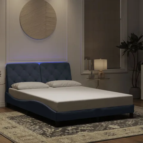 vidaXL Cadru de pat cu LED fără saltea, gri închis, 137x190 cm, catifea