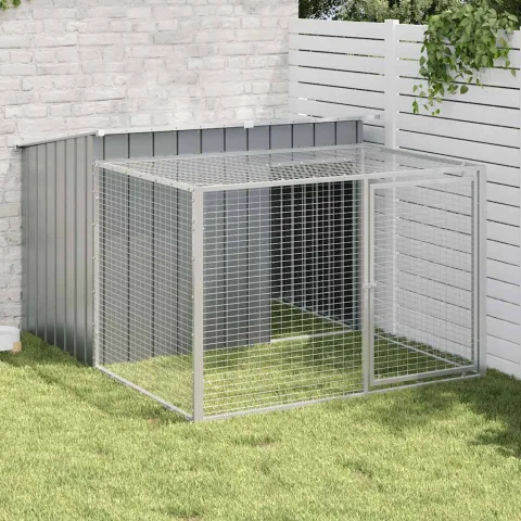 vidaXL Cușcă pentru câini cu împrejmuire, antracit, 153x194x110 cm, oțel galvanizat