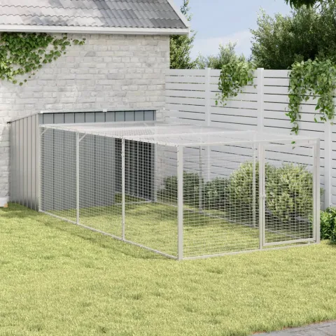 vidaXL Cușcă pentru câini cu împrejmuire, antracit, 153x396x110 cm, oțel galvanizat