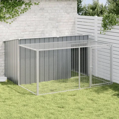 vidaXL Cușcă pentru câini cu împrejmuire, antracit, 197x194x110 cm, oțel galvanizat