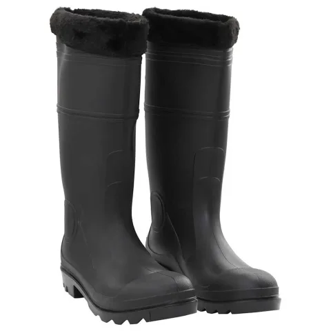 vidaXL Cizme de ploaie cu șosete detașabile, negru, mărime 45, PVC