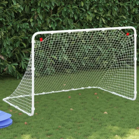 vidaXL Poartă de fotbal albă 122x81x81 cm oțel