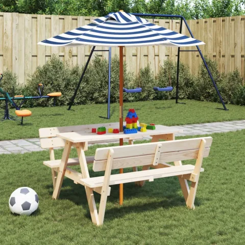 vidaXL Umbrelă de grădină pentru copii cu stâlp din lemn, Ø120x140 cm