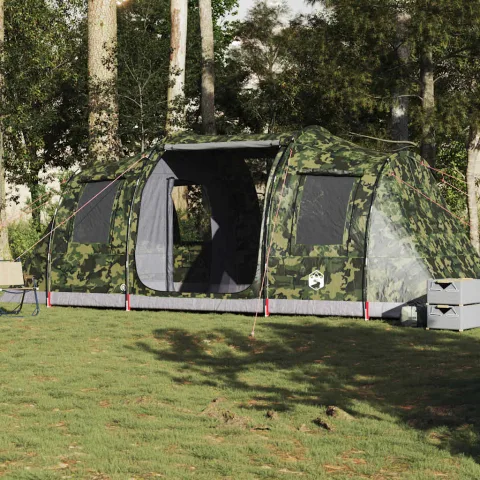 vidaXL Cort de camping tunel pentru 4 persoane, camuflaj, impermeabil
