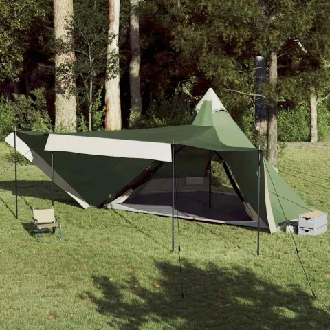 vidaXL Cort de familie Tipi pentru 8 persoane, verde, impermeabil