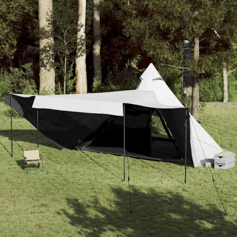 vidaXL Cort de familie Tipi 8 persoane, alb opac textil impermeabil