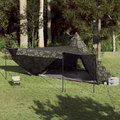 vidaXL Cort de familie Tipi pentru 8 persoane, camuflaj, impermeabil