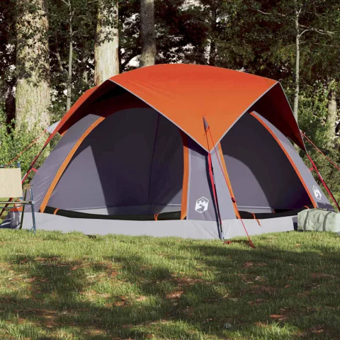 vidaXL Cabină cort de camping 4 persoane gri și portocaliu impermeabil