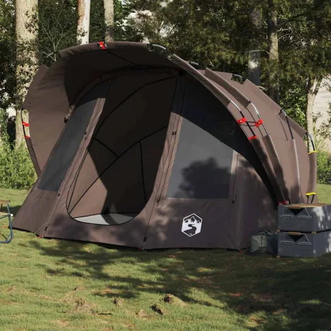 vidaXL Cort de pescuit pentru 5 persoane, maro, impermeabil