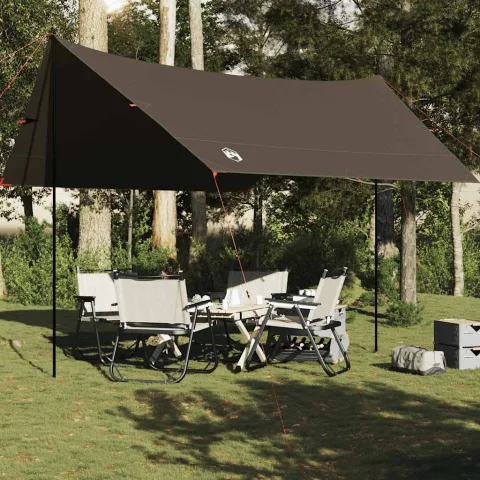 vidaXL Prelată de camping, maro, 438x376x212 cm, impermeabilă