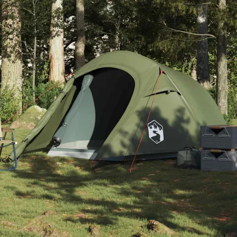 vidaXL Cort camping tunel pentru 2 persoane verde măsliniu impermeabil