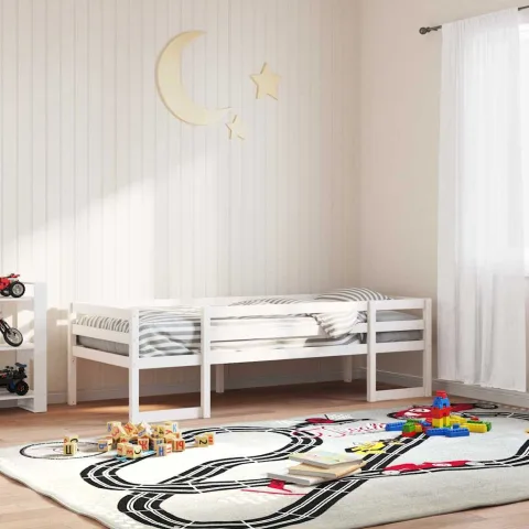 vidaXL Cadru de pat pentru copii, alb, 75x190 cm, lemn masiv de pin