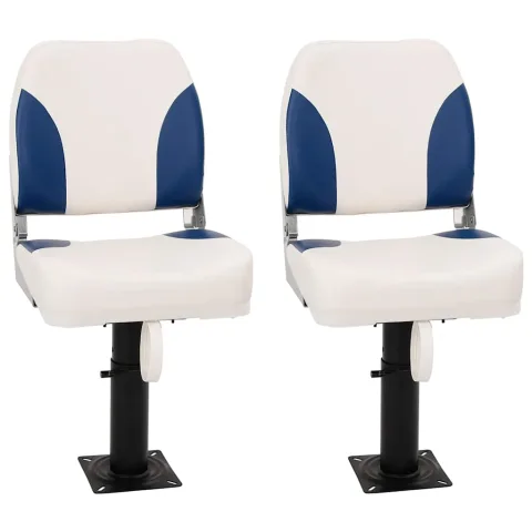 vidaXL Set 2 scaun pliabil pentru barcă, albastru și alb, 41x36x48 cm