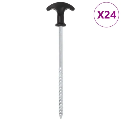vidaXL Țăruși de cort, 24 buc., 20 cm, Ø7 mm, oțel galvanizat