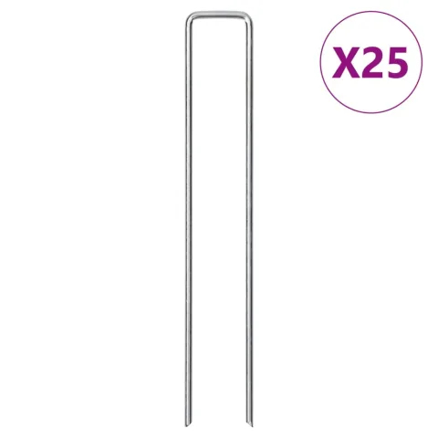 vidaXL Țăruși de pământ în formă de U 25 buc. 20x4 cm oțel galvanizat