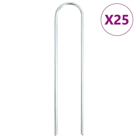 vidaXL Țăruși de pământ în formă de U 25 buc. 20x3,5cm oțel galvanizat