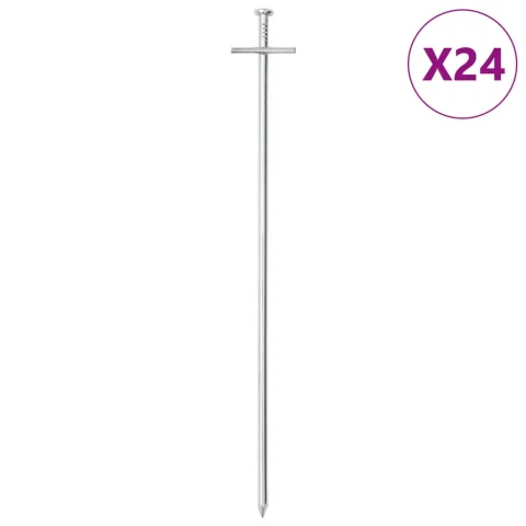 vidaXL Țăruși de cort, 24 buc., 29,5 cm, Ø6 mm, oțel galvanizat