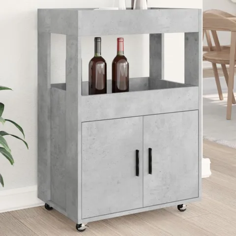 vidaXL Cărucior de bar, gri beton, 60x39,5x89 cm, lemn prelucrat