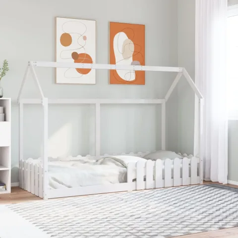 vidaXL Cadru pat tip casă pentru copii alb 80x200 cm lemn masiv de pin