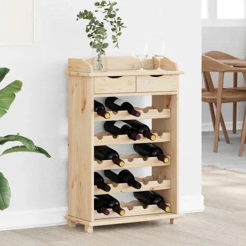 vidaXL Raft pentru vin natural 58 x 28 x 90 cm Lemn de pin masiv