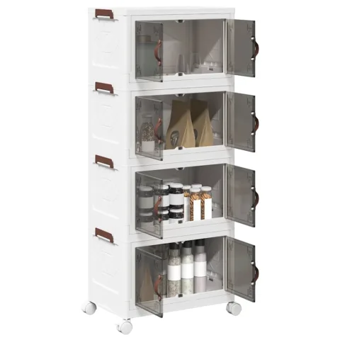 vidaXL Cutie de depozitare stivuită cu roți 4 niveluri 28 L
