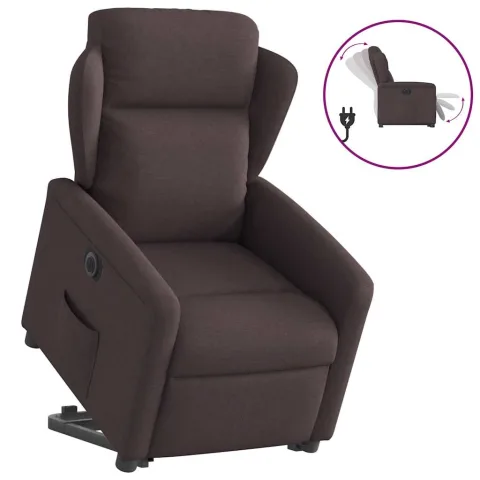 vidaXL Fotoliu electric rabatabil cu ridicare, maro închis, textil