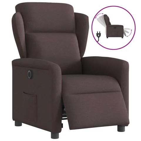 vidaXL Fotoliu rabatabil electric, maro închis, material textil