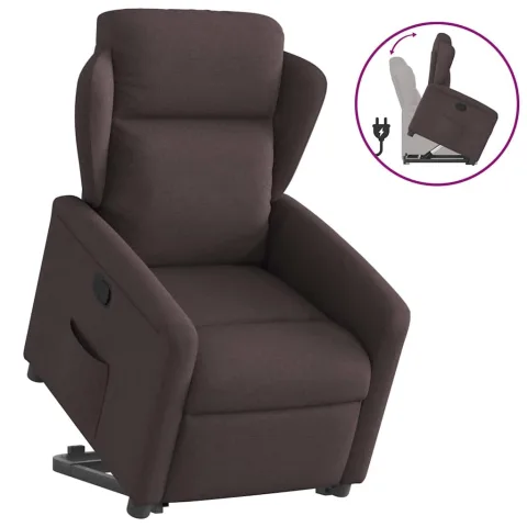 vidaXL Fotoliu rabatabil cu ridicare pe verticală, maro închis, textil
