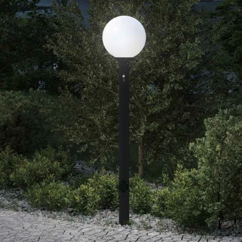vidaXL Stâlp luminos cu senzor și priză 120 cm negru IP44