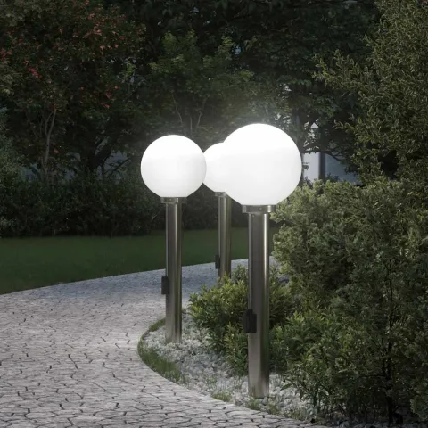vidaXL Stâlpi iluminatori cu priză, 3 buc., 80 cm, oțel inoxidabil, IP44