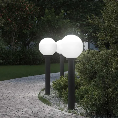 vidaXL Stâlpi iluminatori 3 buc 80 cm Negru IP44