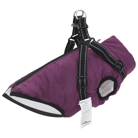 vidaXL Haină câini cu ham impermeabilă reflectorizantă, violet, L40