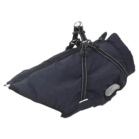 vidaXL Haină câini cu ham impermeabilă reflectorizantă, bleumarin, L48