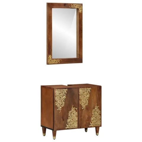 vidaXL Set dulap baie 2 buc. Maro miere 62 x 33 x 58 cm