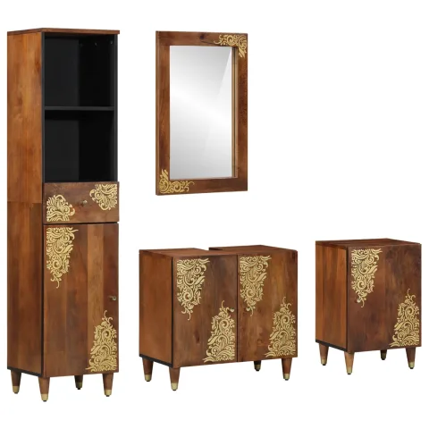 vidaXL Set dulap baie 4 buc. Maro miere 62 x 33 x 58 cm