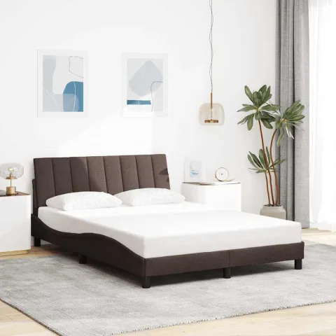 vidaXL Cadru de pat fără saltea, Hanko, maro închis, 140x200 cm, textil