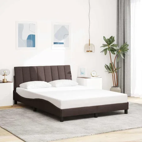 vidaXL Cadru de pat fără saltea, Hanko, maro închis, 140x200 cm, textil