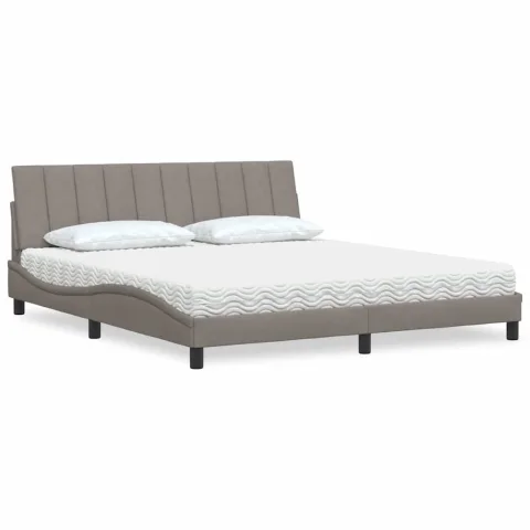 vidaXL Pat cu saltea, Hanko, gri taupe, 180x200 cm, textil