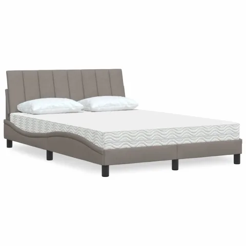 vidaXL Pat cu saltea, Hanko, gri taupe, 120x200 cm, textil