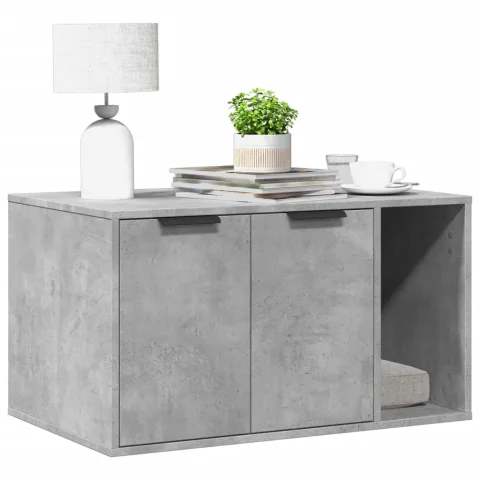 vidaXL Cutie litieră pisici gri beton 80x50x45 cm lemn prelucrat