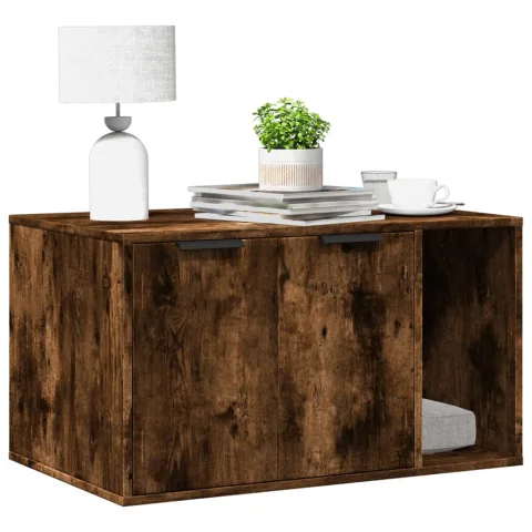 vidaXL Cutie litieră pisici stejar fumuriu 80x50x45 cm lemn prelucrat