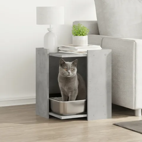 vidaXL Cutie litieră pisici gri beton 42x42x51 cm lemn prelucrat