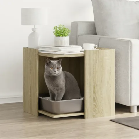 vidaXL Cutie litieră pisici stejar sonoma 53x53x51 cm lemn prelucrat