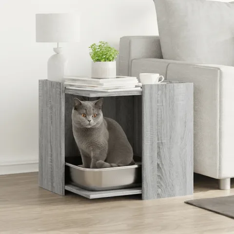 vidaXL Cutie litieră pisici sonoma gri 53x53x51 cm lemn prelucrat