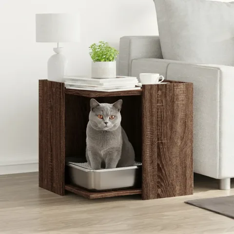 vidaXL Cutie litieră pisici stejar maro 53x53x51 cm lemn prelucrat