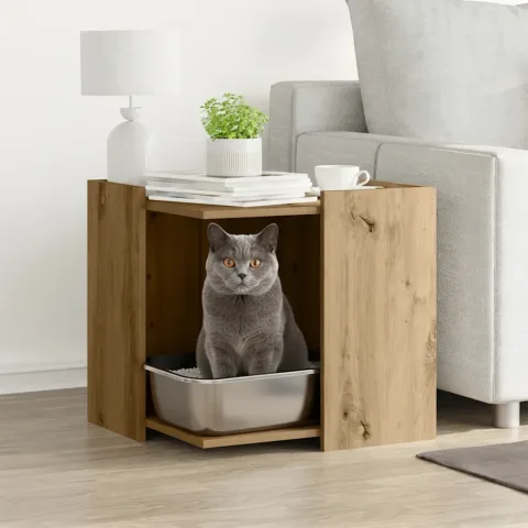 vidaXL Cutie litieră pisici stejar artizanal 53x53x51cm lemn prelucrat